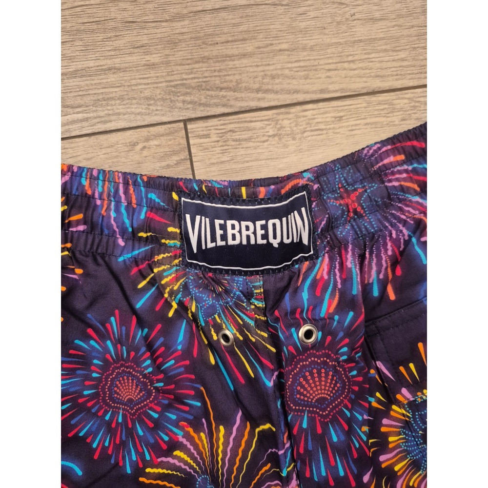 Vilebrequin St Tropez Mens Firework Starfish Print Swim Trunks Navy Blue Large - Picture 2 of 13